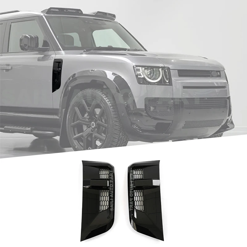 

Hot Auto Parts Black Bug Screen Cover Exterior Conversion Kit Gloss Black Fender Intake For Land Rover Defender 90 110 2020-2022