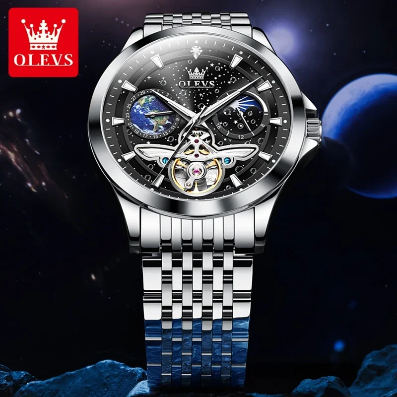 Olevs 6705 top business man Watch stainless steel automatic Business watch men high quality mechanical men's wrist wat 3