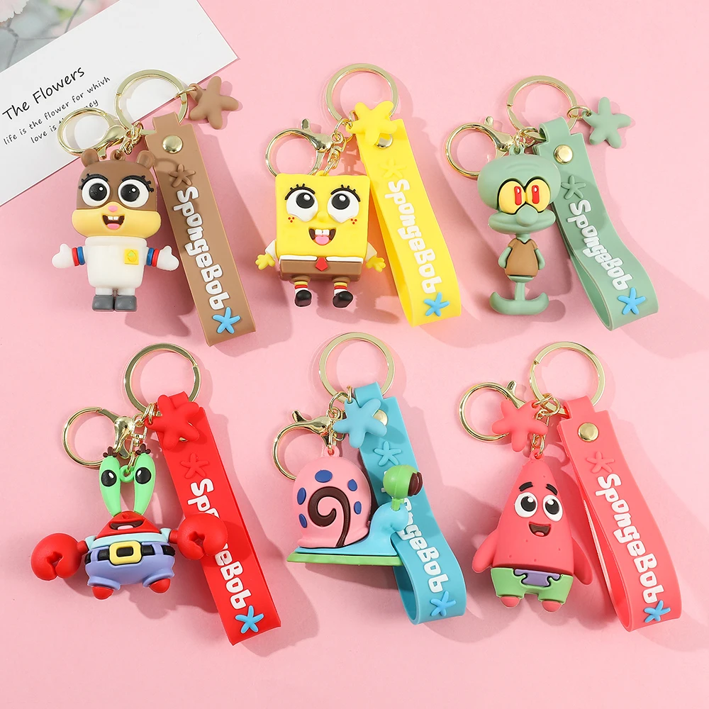 

SpongeBob SquarePants Anime Figures Keychain Patrick Star Squidward Tentacles Bag Keyring for Kids Toys Birthday Gifts