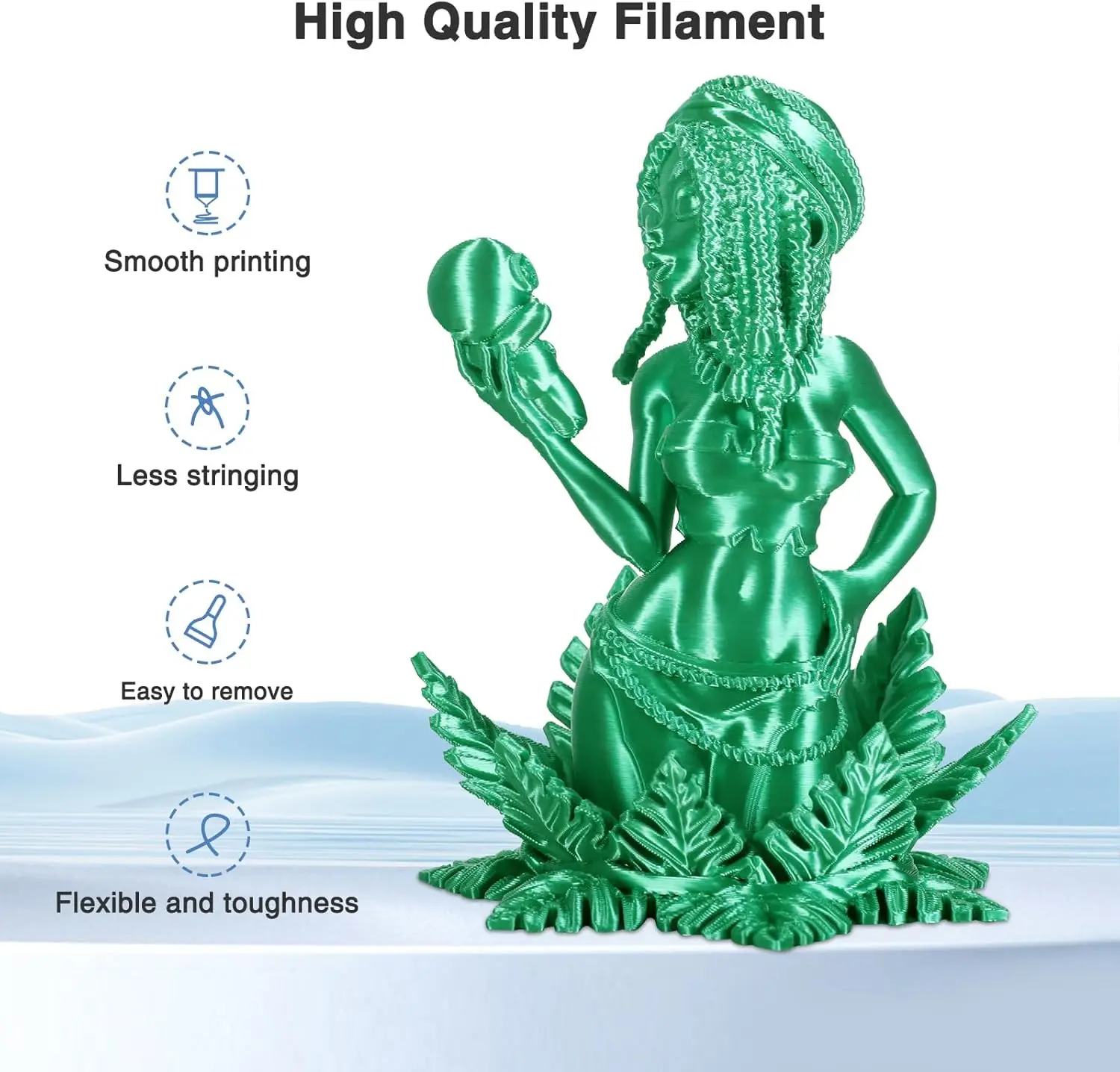 실크 PLA 필라멘트 1.75mm 3D 프린터용, 치수 정확도 +/- 0.02mm, 대부분의 FDM 3D 프린터와 호환 가능