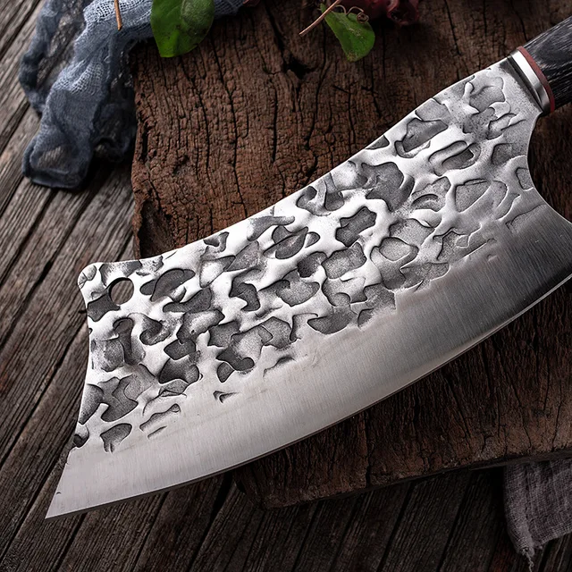 Couteau à désosser en acier inoxydable de haute qualité, couteau de boucher polyvalent, couteau à trancher du chef, motif de marteau, forgeage, coupe, 8 po 5