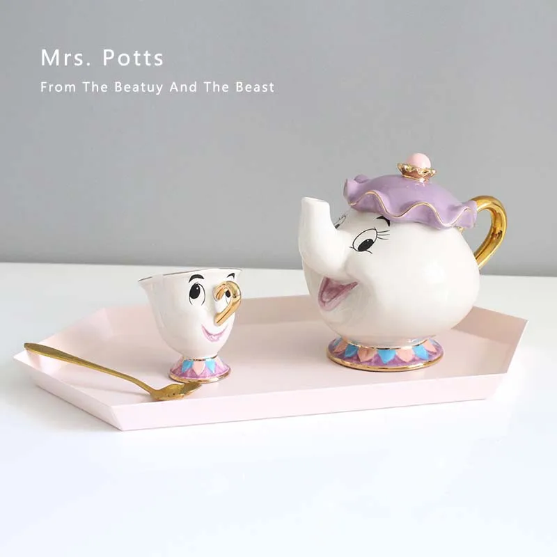 

MINISO Disney Cartoon Beauty And The Beast Teapot Mug Mrs Potts Chip Tea Pot Cup One Set Lovely Creative Christmas Gift