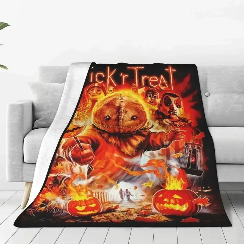 Halloween Trick R Treat Sam Pumpkin Warm Flannel Throw Blanket for Bedroom Office Bedspreads S63b66ea3618c41b39207365d5fa14443g