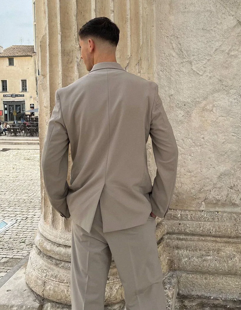 Men Suit Tailor-Made 2 Pieces Solid Color Modern Fashion Wedding Business Causal Prom Double Breasted Coat+Pants Tailored