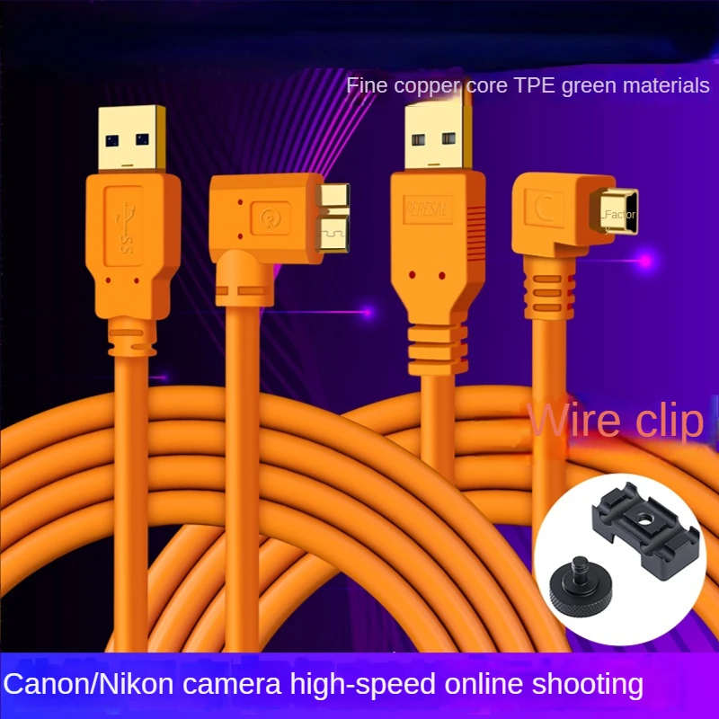 para Mini Usb3.0 para Micro b Câmera Angular de Cabo 3m 5m 8m 10m para Canon 5d4 1dx2 5ds 5dsr Nikon d5 D800 D810a e D850 Usb2.0