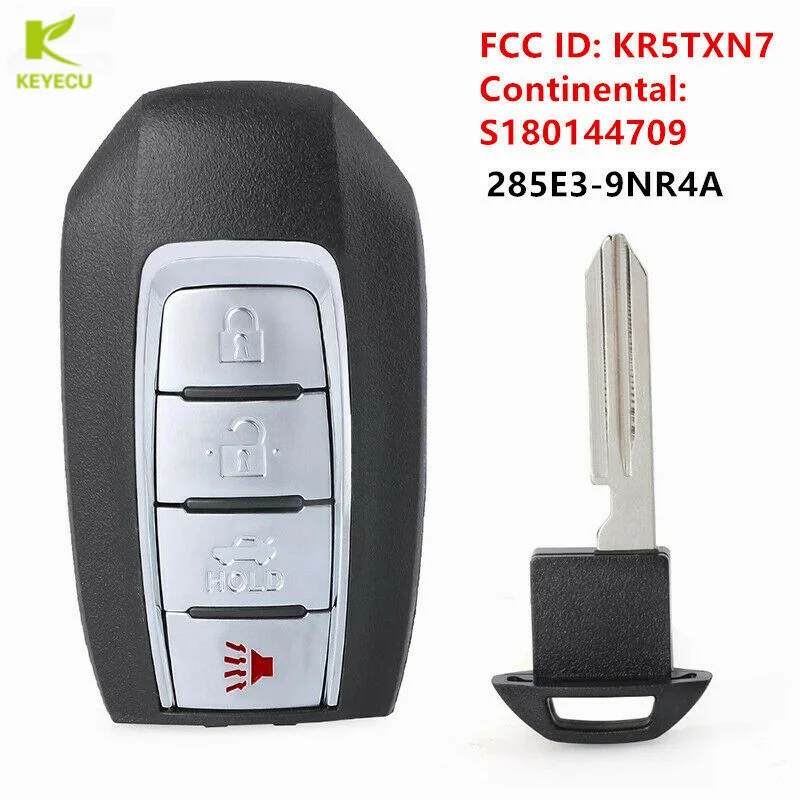 

KEYECU Replacement REMOTE SMART KEY FOB 4 Buttons 433.92MHz 4A Chip for INFINITI QX60 2019 2020 S180144709 KR5TXN7 285E3-9NR4A