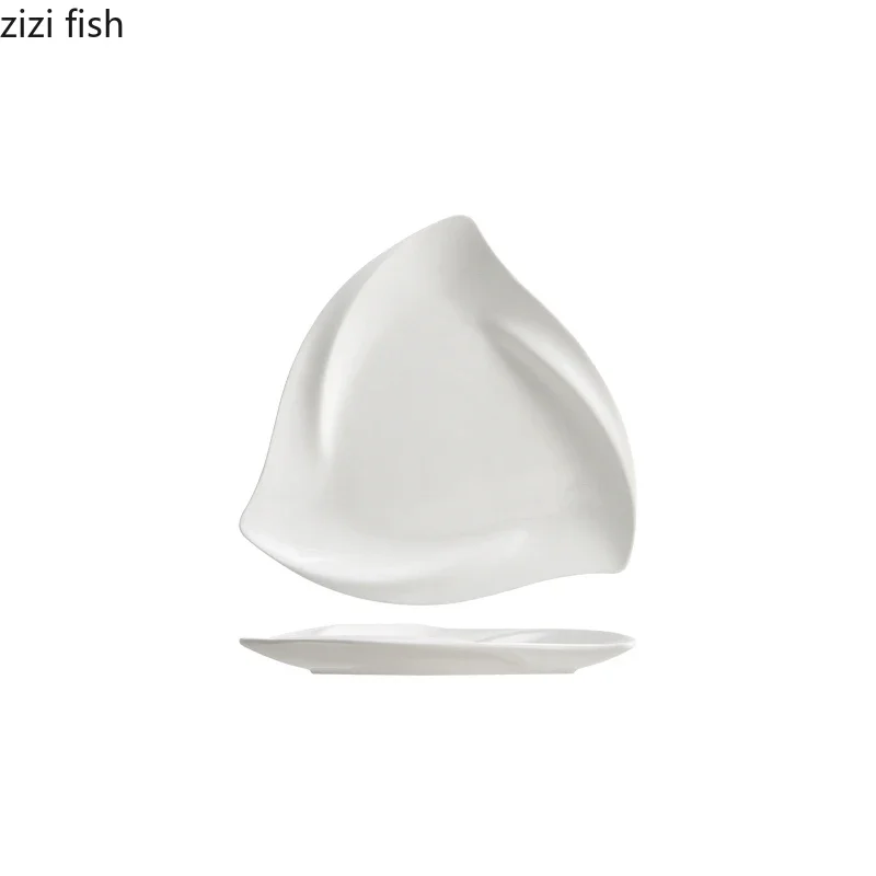 Irregular Triangular Plate Ceramic Dessert Plate Sushi Salad Plates Service Plates Molecular Cuisine Specialty Tableware