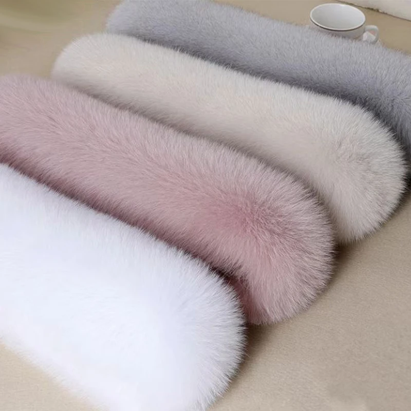 Winter Natural Fur Collar Real Fox Fur Collar Shawl 75cm Warm Real Fur Band Trimming women Coat Hat Scarf Accessories