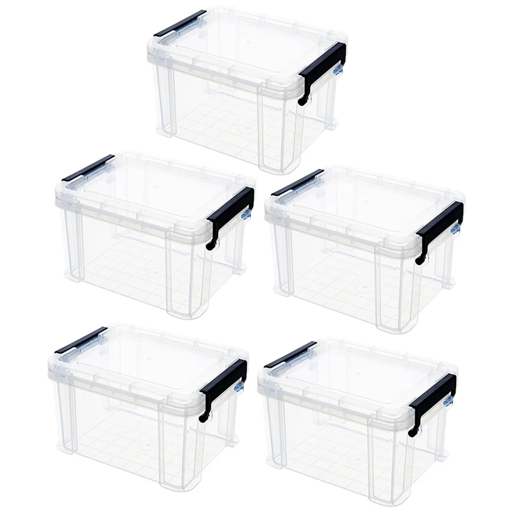 

5pcs Mini Storage Bins Reusable Clear Litter Boxes Portable Storage Organizer