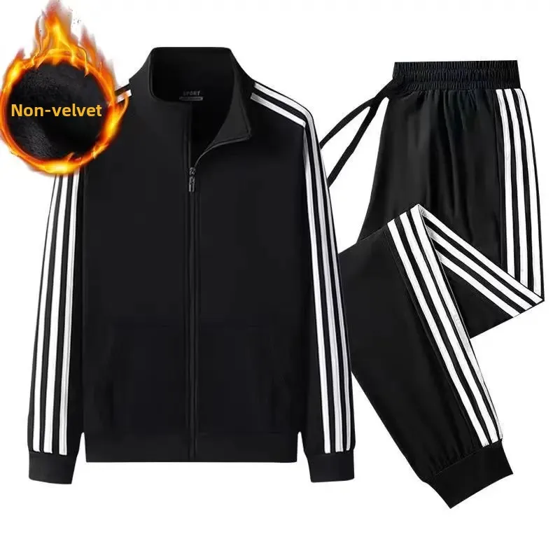 2023 New Fleece-Lined Couple Suit Three-Piece Fashionable Korean Style Casual Sports Slims Set For Men 2