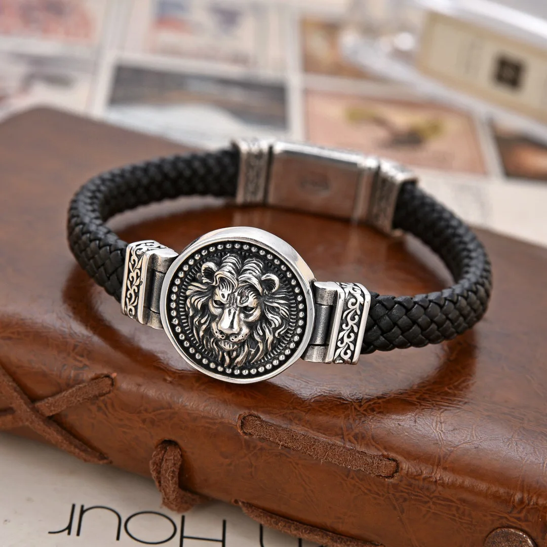 BOCAI New S925 Sterling Silver Premium Minimalist Black Lion