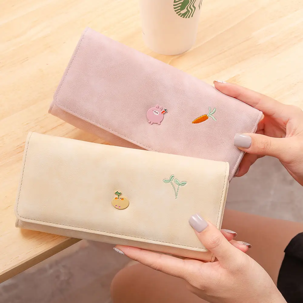 

Wallet Women Flower Embroidery Foldable Long Purse Card Holder Kawaii Cute Money Bag Fashion Elegant Coin Ulzzang Wallet Women