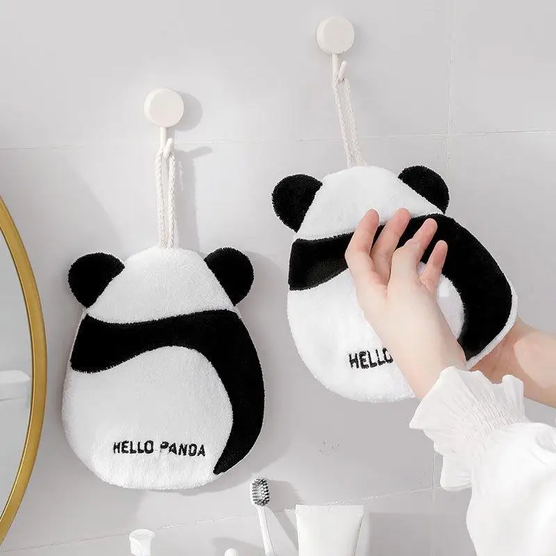 

Designed Chic Bathing Towel Cute Cartoon Absorbent Hand Towel Non-shedding Hanging Panda Wipe Towel Soft Kids Hand Towels