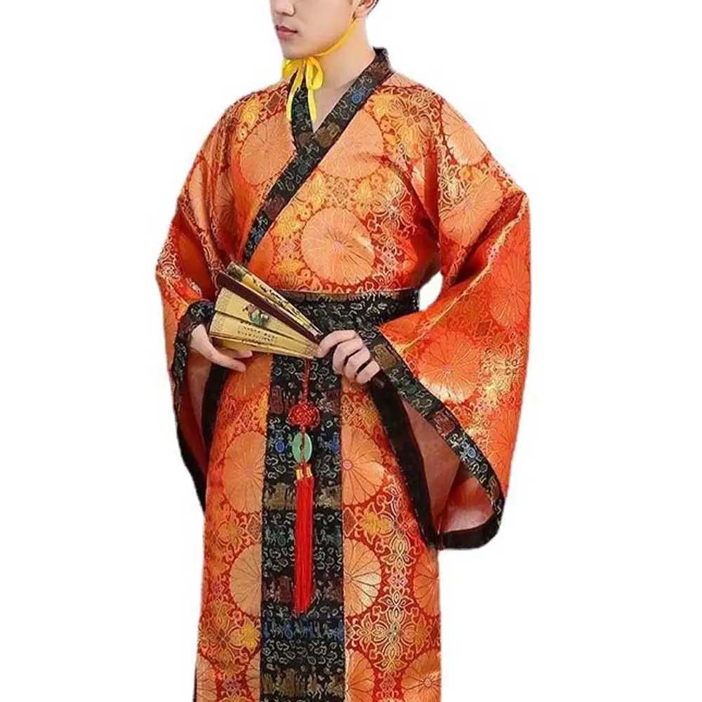 Outfit Ancient Chinese Men Hanfu Emperor King Stage Clothes Suit Robe Hat Set Folk Dance