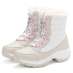 Women's Winter Outdoor Chunky Platform Boots - Waterproof, Non-slip, Warm, Plus Size Casual - 38 (Beige)