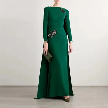 Abiti per la madre della sposa con perline personalizzati Abiti da sera moderni con paillettes di lusso Abito da festa elegante verde lungo per matrimoni