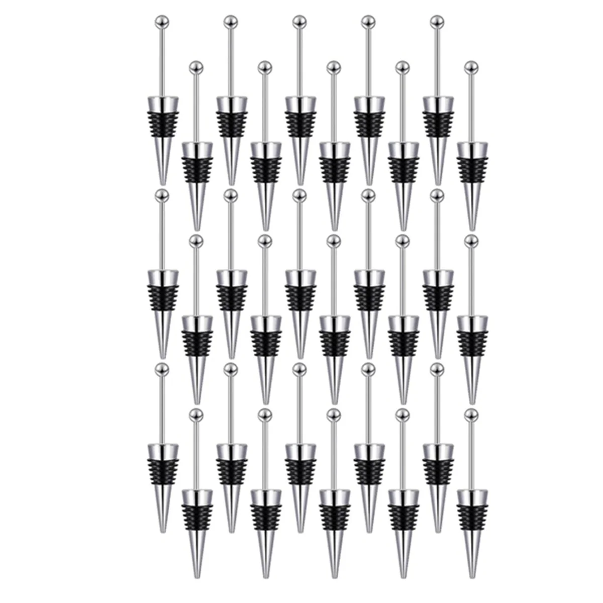 

30 Pieces Beadable Wine Stoppers for Wine Bottles Decorative Beaded Wine Bottle Stopper Reusable Alloy Wine Saver