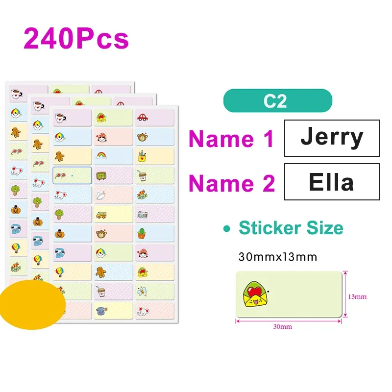 Custom Waterproof Transparent Name Stickers - Set of 120 Personalized Labels for Office, School, and Scrapbook Use