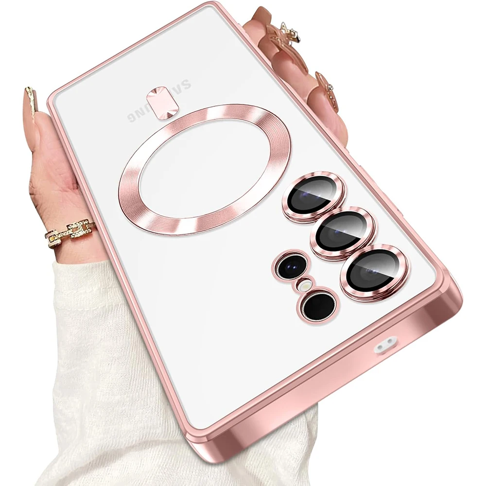 Luxury Magnetic Glitter Plating Silicone Phone Case - Clear and Soft Cover