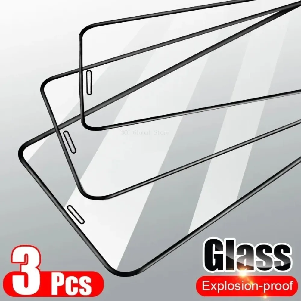 

3Pcs Full Cover Tempered Glass For iPhone 11 Pro 7 XR X XS Max Screen Protector For iPhone 12 13 Mini 14 8 Plus 14 Pro Glass