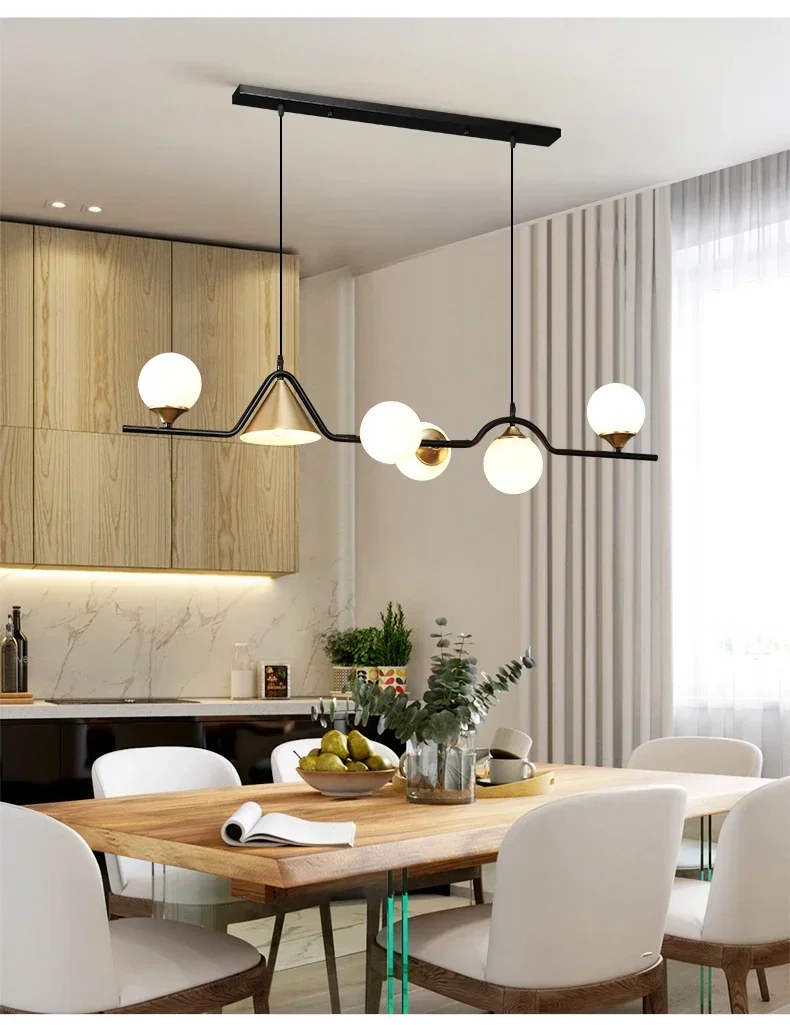 Description Picture 6 of itemModern Nordic LED Chandelier Glass Ball Metal E27 Restaurant Kitchen and Bar Ceiling Chandelier Home Decoration Lamps Aesthetic