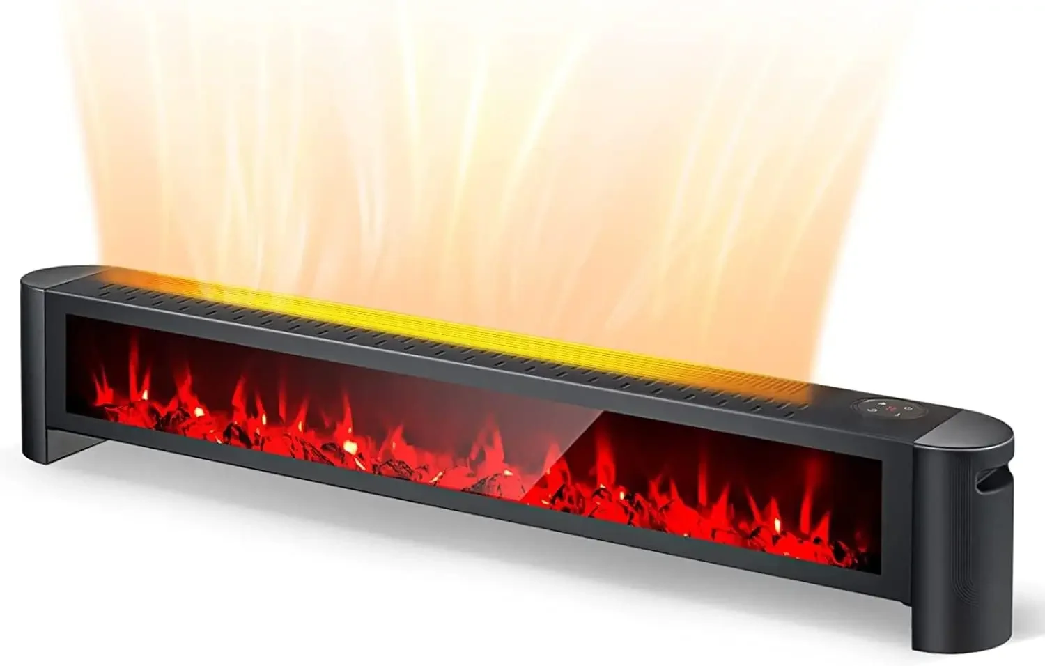 1400W Baseboard Heater, Electric Baseboard Heater with Remote, 6 Adjustable Realistic 3D Flame, Thermostat, Overheat Pr