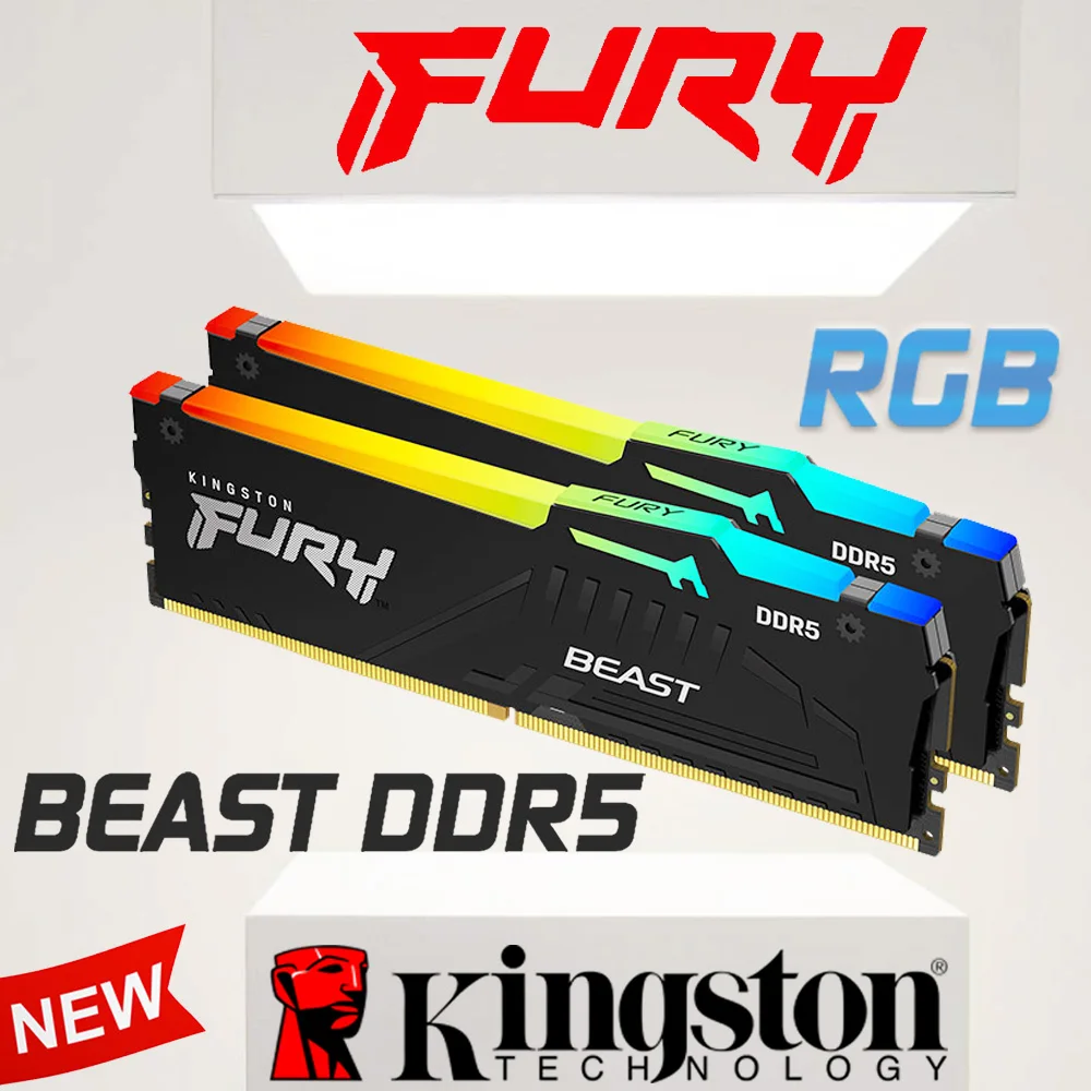 Kingston FURY Beast DDR5 RAM Kingston Memory DDR5 4800MHz 5200MHz 5600MHz  6000MHz RGB DDR5 8GB 16GB 32GB DDR5 XMP3.0 Z690 B660