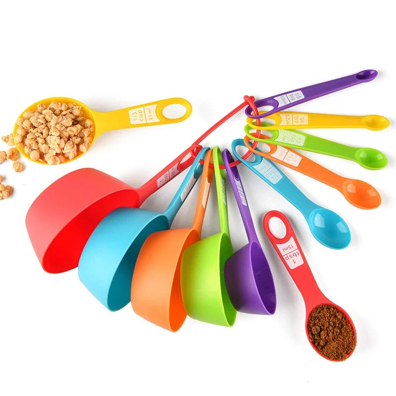 12pcs Baking Tools Kitchen Measuring Spoon Set Plastic Measuring Cup With Scale Milk Coffee Spoon Kitchen Gadgets