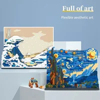Creative Art Van Gogh Paintings The Starry Night MOC The Great Wave of Kanagawa Micro Building Blocks Education Toys Kids Gifts 3