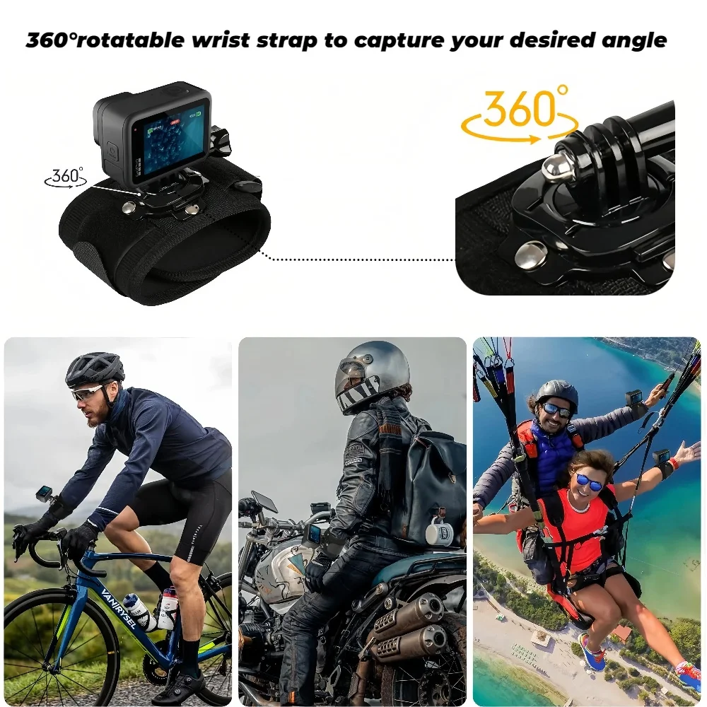 Kit Accessoires GoPro Hero 13 12 11 10 9 - Harnais Poitrine, Sangles, Lot 3 Couleurs