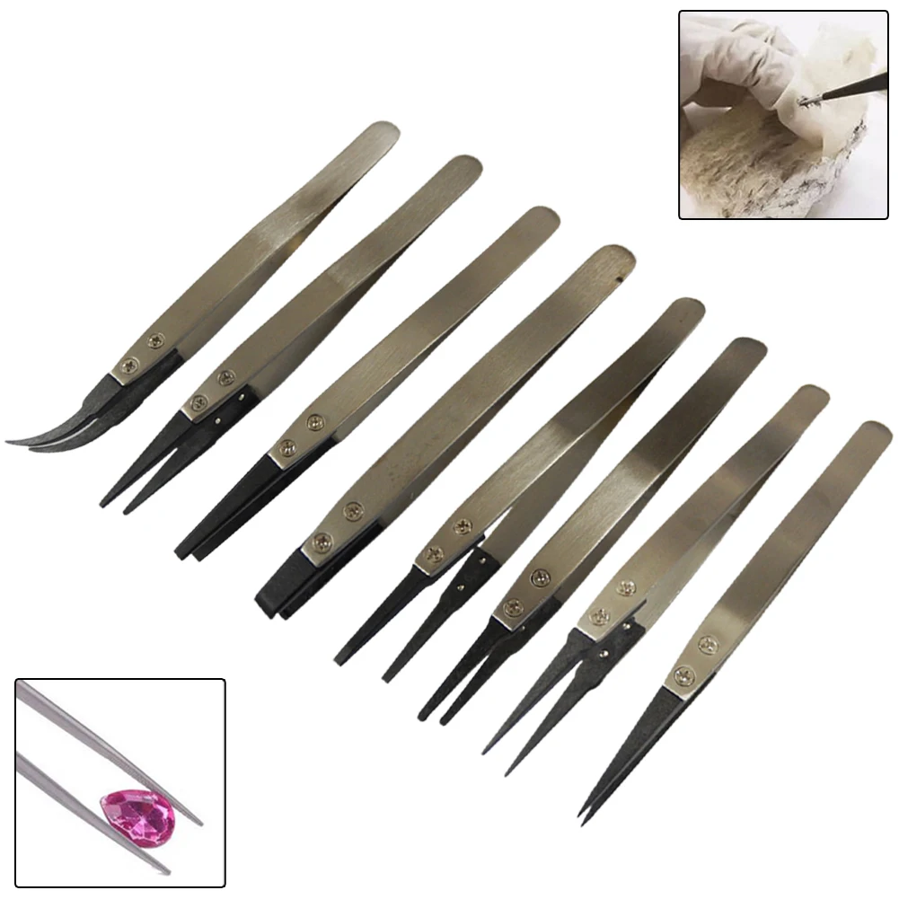ESD Anti-Static Tweezers Industrial Tweezers With Replaceable Carbon Fiber Tips 1pc ESD-00 ESD-2A ESD-7A ESD-242 ESD-249 ESD-250