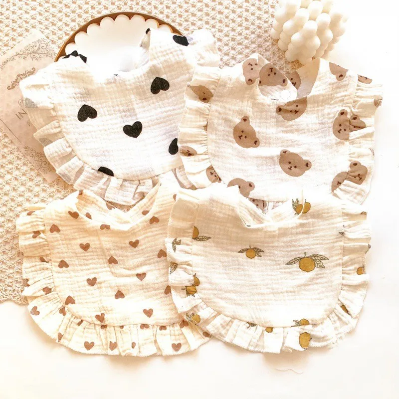 Baby Bib Newborn Infant Burp Cloths Feeding Drool Bandana Saliva Towel Toddler Ruffle Floral Accessories