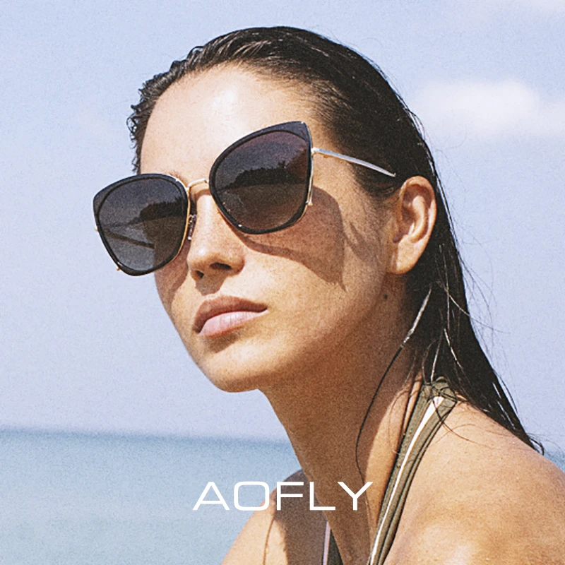 AOFLY gafas De Sol De lujo para mujer, anteojos De Sol femeninos con gradiente De ojo De gato gran tamaño, a la moda, con UV400| | - AliExpress