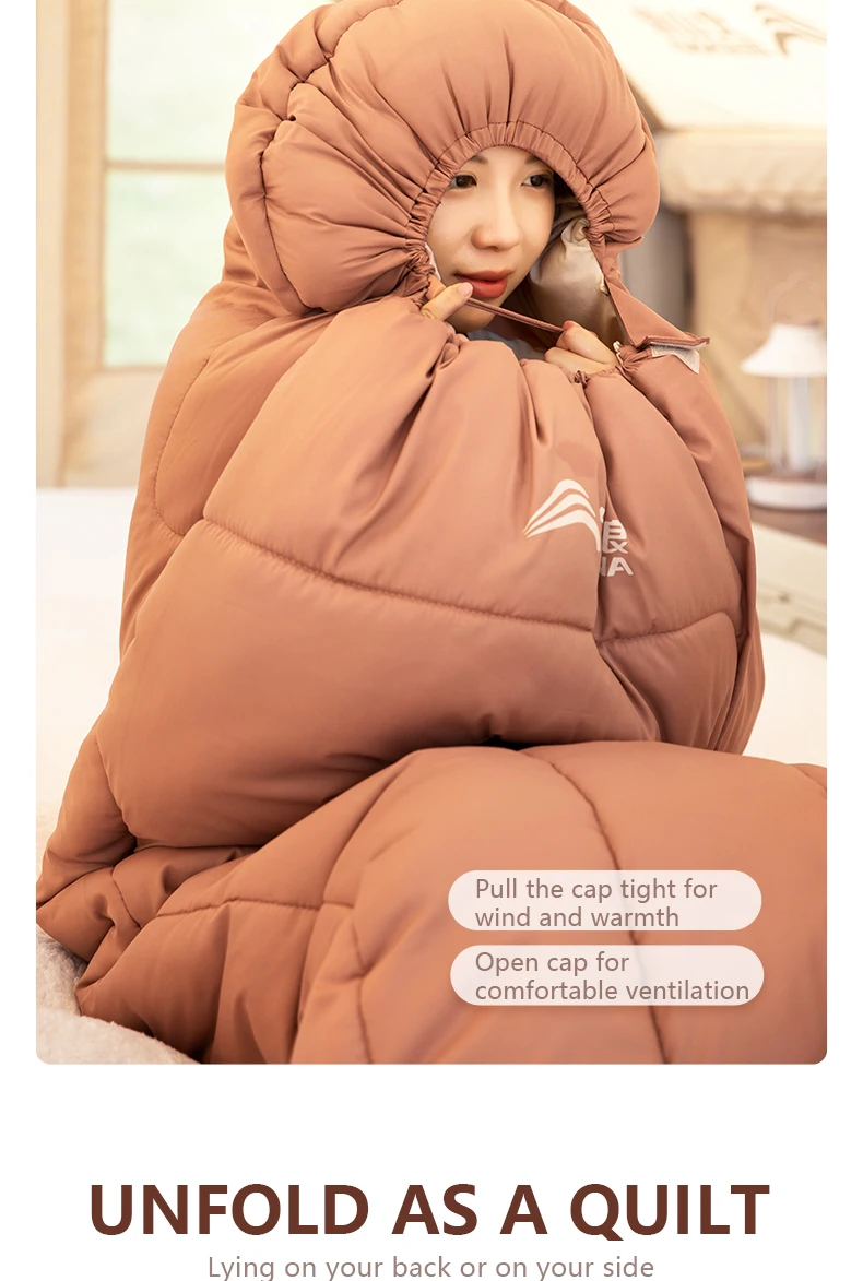 Description Picture 6 of itemBSWOLF Sleeping Bag Thickened Adult Single Portable Outdoor Camping Winter Cold and Warm Can Be Spliced Double Quilt