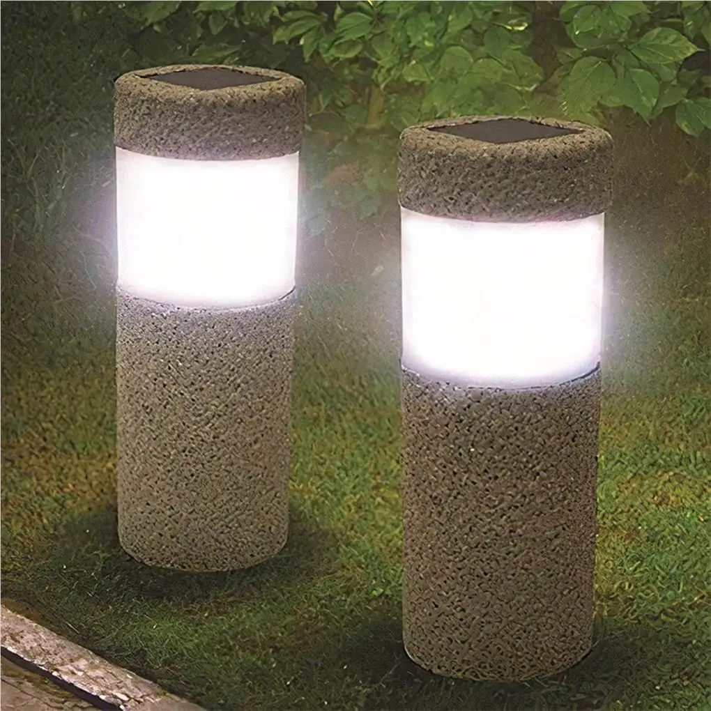 

Solar Power Stone Pillar White LED Light Garden Lawn Courtyard Decoration Lamp Landscape Solar Pathway Light Outdoor Landscape