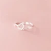 WYEAIIR 925 Sterling Silver Sweet Romantic Openwork Zircon Two Hearts Resizable Opening Ring For Women Luxury Jewelry 6