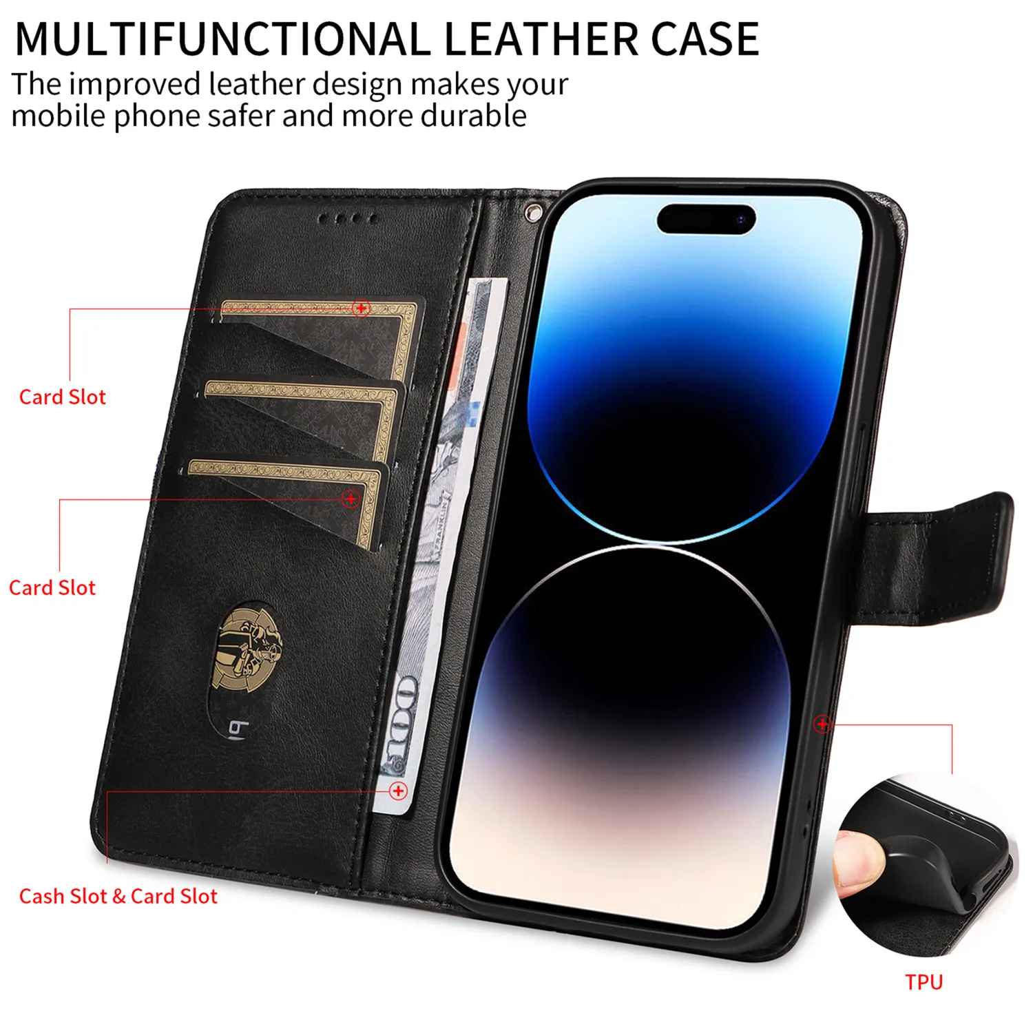 Leather Flip Stand Wallet Case - Elegant and Functional Design