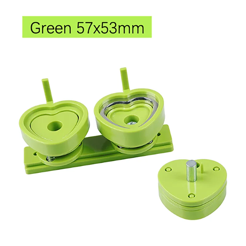57*53mm Pink Button Badge Maker Machine Interchangeable Die Mould Heart Shape Badge Punching Die DIY Badges Gifts Green