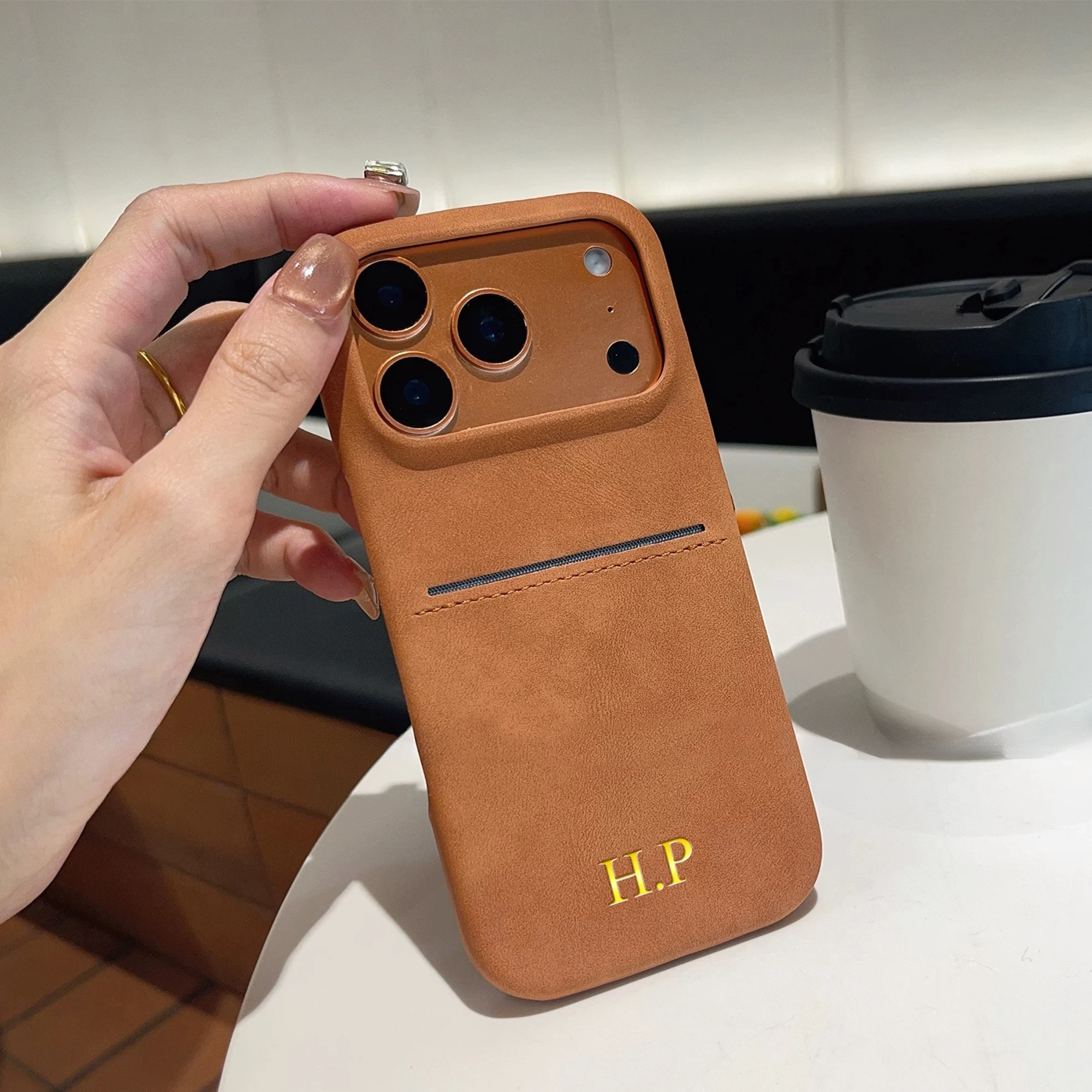 Personalized Vintage Faux Leather Insertable Card Case for iPhone 17 thumbnail 4