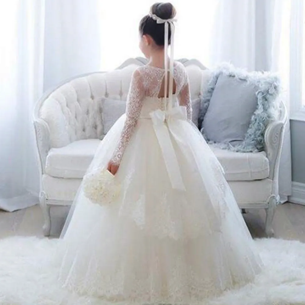 Flower Girl Dresses Gown Baby Girl Dresses Birthday Beaded Puffy Little Girls Pageant Dress Toddler First Communion Gowns flower girl dresses floral appliqu&eacute; dress girls dresses