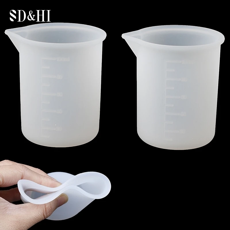 

2Pcs silicone 100ml measuring cup for jewelry crystal scale resin glue molds