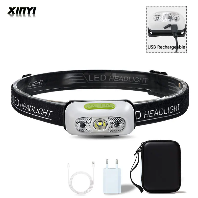 

Body Motion Sensor 6000LM Mini LED HeadlampWith USB Rechargeable Headlight 4ModesCamping Flashlight Head Light Torch Lamp