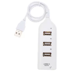 High-Speed 4-Port USB 2.0 Hub with Power Adapter and Cable (White)