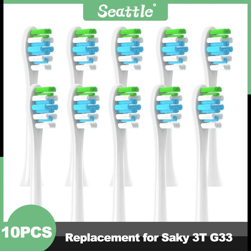 

Replacement Brush For Saky 3T G33 Toothbrush 10PCS DuPont Soft White Brush Vacuum Heads Smart Cleaning Head Toothbrush Nozzle