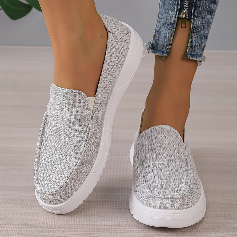 

Женские холщовые лоферы на платформе, легкие туфли на мягкой подошве, большие размеры, осень 2023