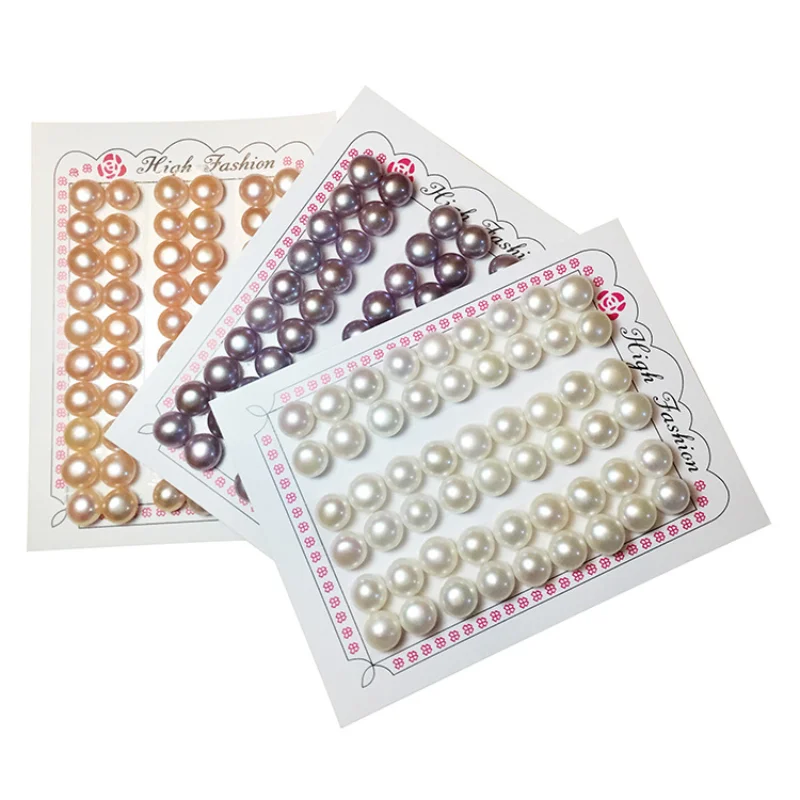 

1 Pair Natural Freshwater Pearls Beads High Quality Half Hole Loose Beads 7-7.5mm For Jewelry Making DIY Earrings Accessories