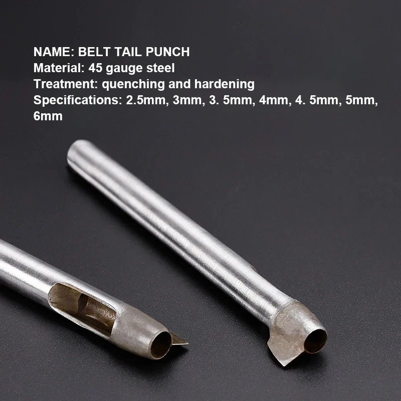구멍과 꼬리가있는 3.0mm-8mm 가죽 펀칭 도구 가죽 공예 디자인 패턴 금형 DIY 벨트 샤프 펀치 다이 컷 가죽