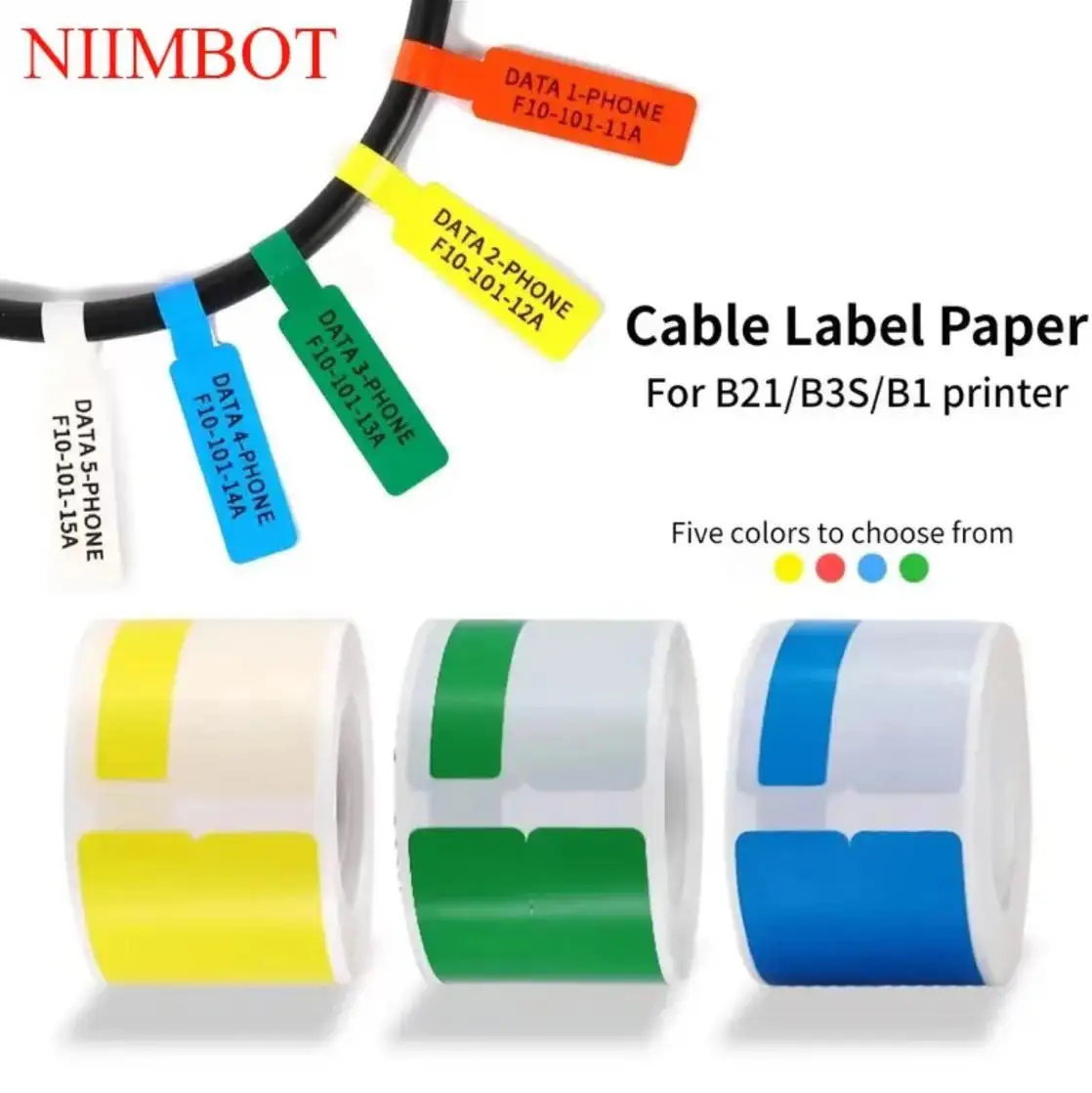 NIIMBOT B21/B3S/B1/B203 케이블 유연한 스티커 라벨