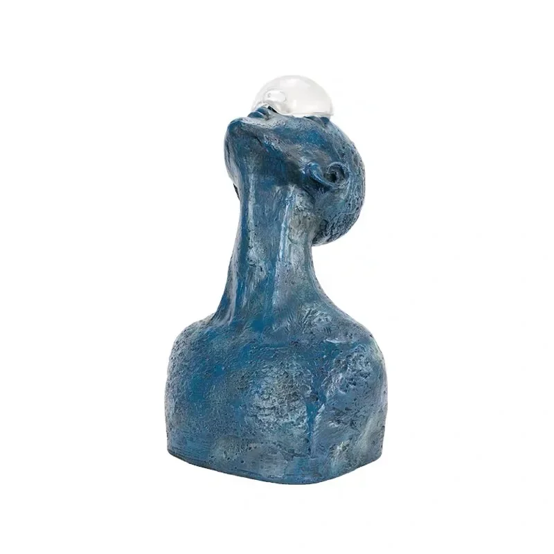 

YY Simple Modern Looking up People Sculpture Blue Portrait Figure Ornaments