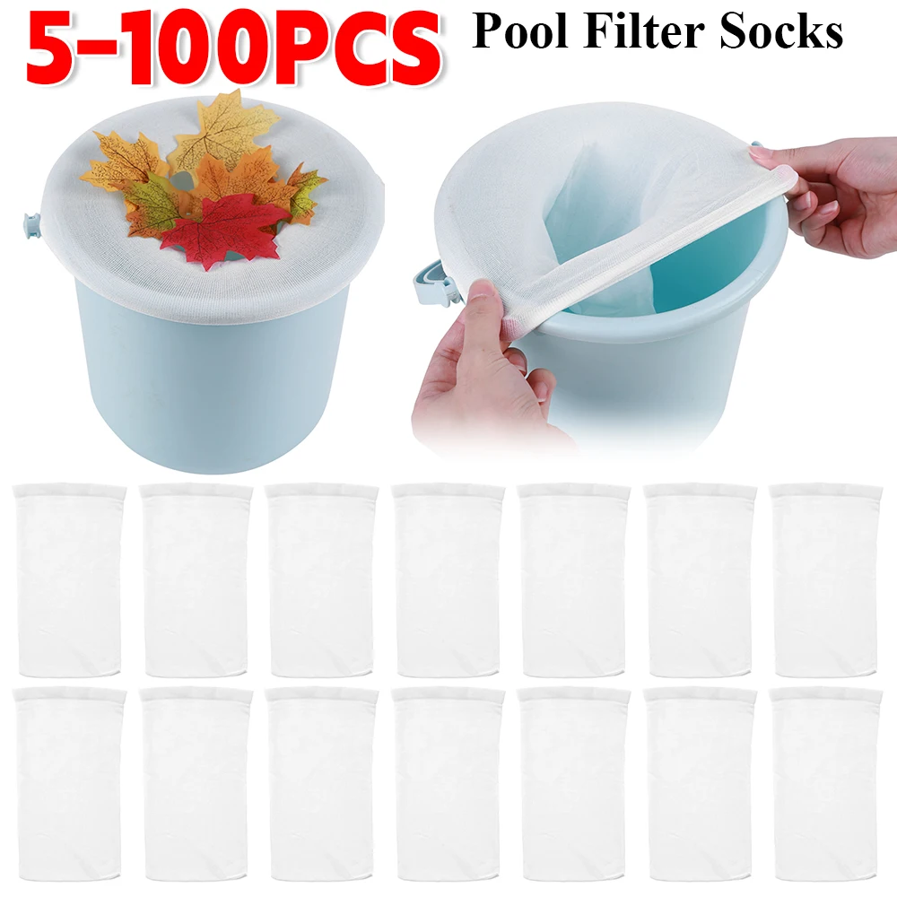 Pool Skimmer Socks 5-200PCS Swimming Pool Filter Socks Basket Skimmer Elastic Nylon Mesh Filter Debris Leaves Storage Pool Skimmer Socks Swimming Pool Filter